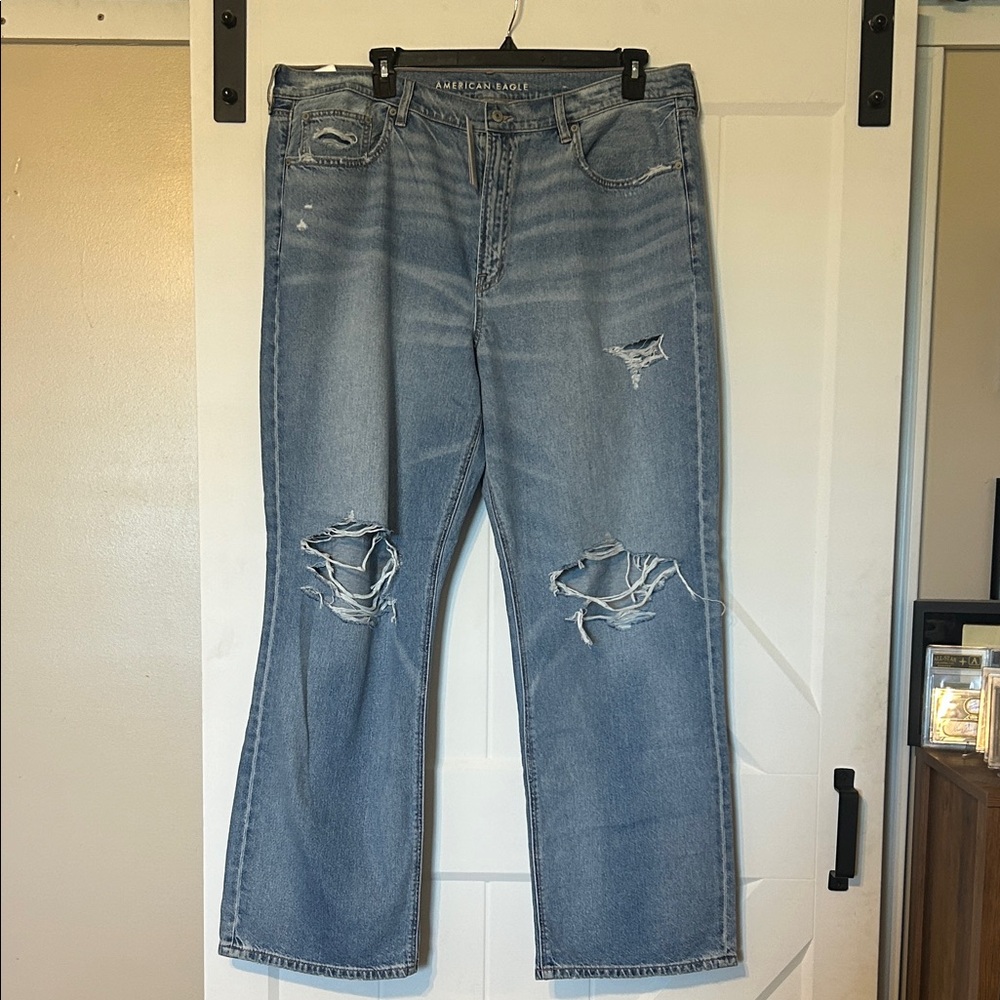 NWT American Eagle Plus Size 20 Distressed Wide Leg Jeans